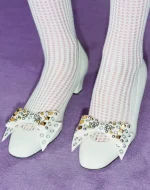 Valentino Bowow Pump In Kidskin With Studs 45Mm - Image 6